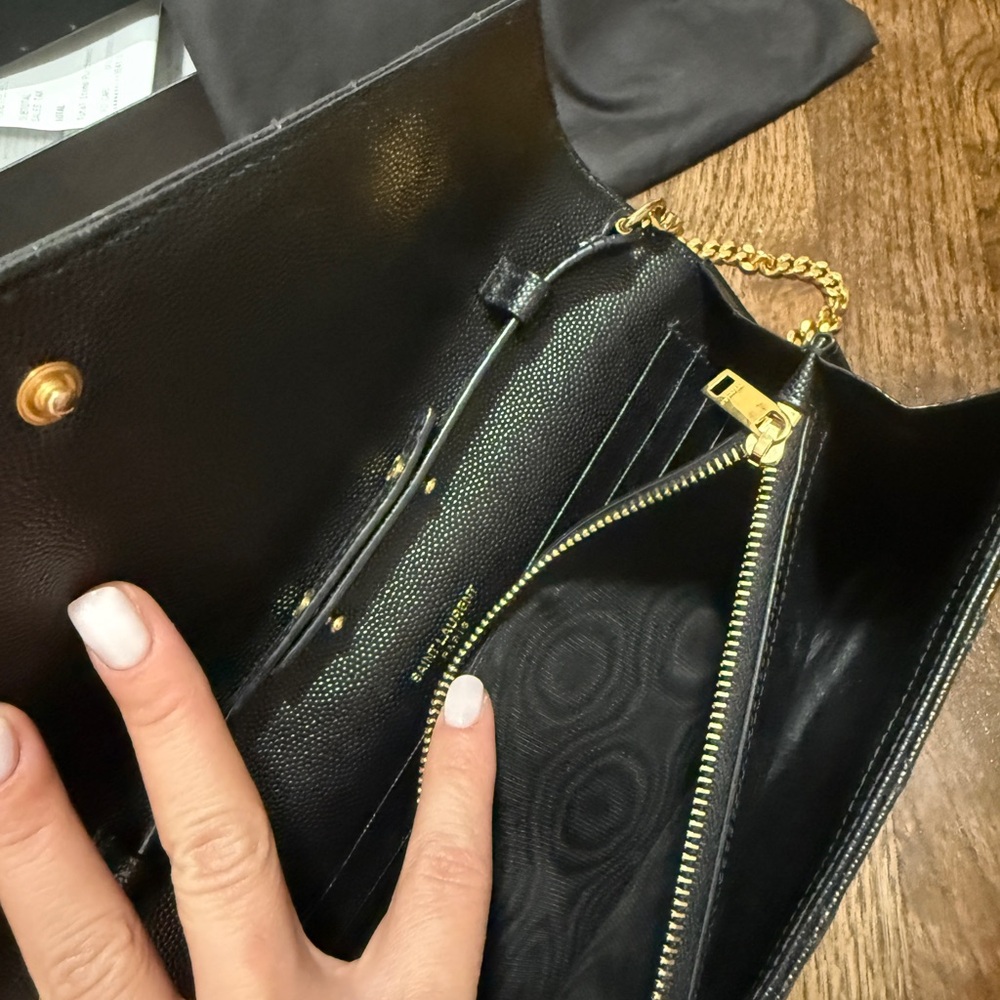Saint Laurent Black Quilted Clutch with Gold Chain - Picture 5 of 8
